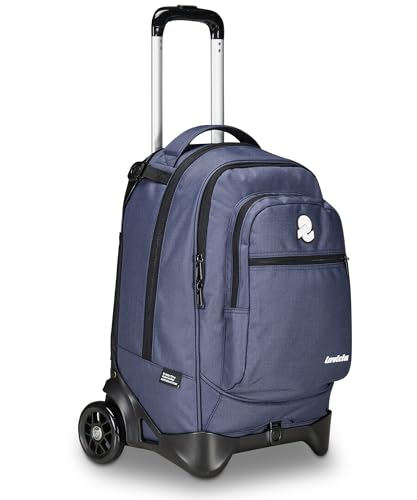 Invicta Trolley Scuola Plug Plain, Blu, Multi Uso, Zaino Doppio Scomparto Con Carrello Sganciabile, Tasca Pc, Tasca Borraccia E Tasca Con Organizer, T