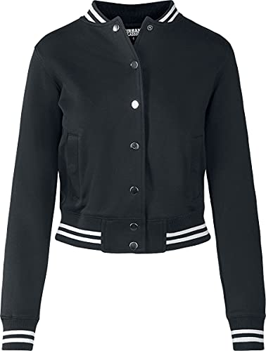 Urban Classics Ladies College Sweat Jacket Felpa A Giacca, Nero (Blk/Blk), Xs Donna