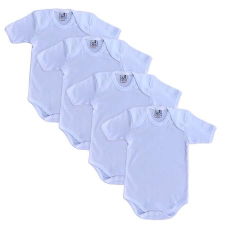 Zzz Zzz Petite Abeille Made In Italy-4 Body Per Neonato In 100% Cotone,Manica Lunga/Manica Corta/Smanicato (Corta/50)