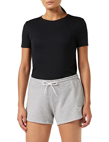 Reebok Identity French Terry Pantaloncini Corti, Medium Grey Heather/White, S Donna