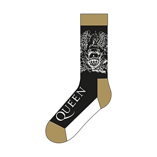 Queen Calzini Crest And Band Logo Nuovo Ufficiale Uomo Nero (Uk Size 7-11) Size One Size