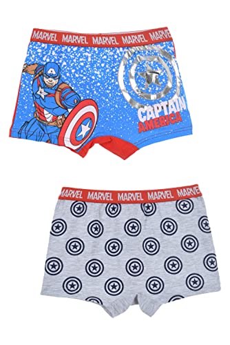 Marvel Avengers 2 Boxer Capitan America, Bambino (Blu - Grigio, 9/10 Anni)