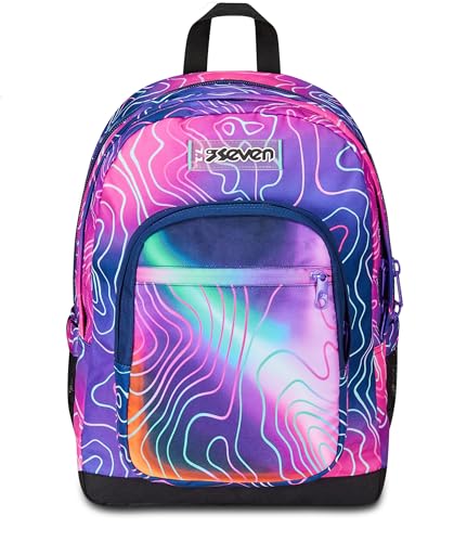 Seven Zaino Scuola Freethink, Rosa, Mapset Girl, Zaino Doppio Scomparto, Tasca Porta Pc O Tablet E Tasca Porta Borraccia, Zaino Medie E Superiori, Bam