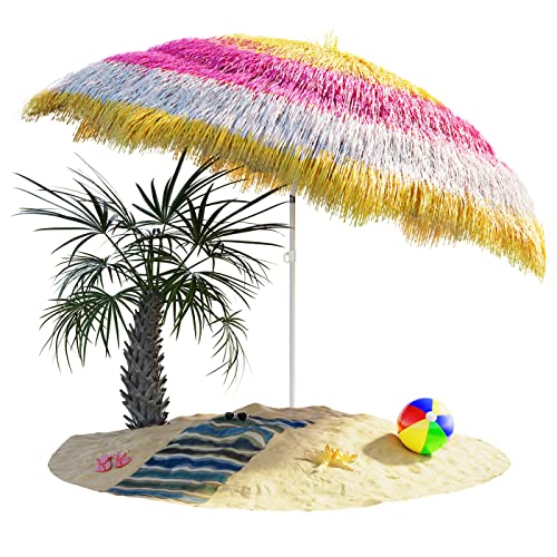 Kingsleeve Ombrellone Stile Hawaii Ø160 Cm Inclinabile E Regolabile Parasole Da Giardino O Spiaggia Protezione Uv 30+
