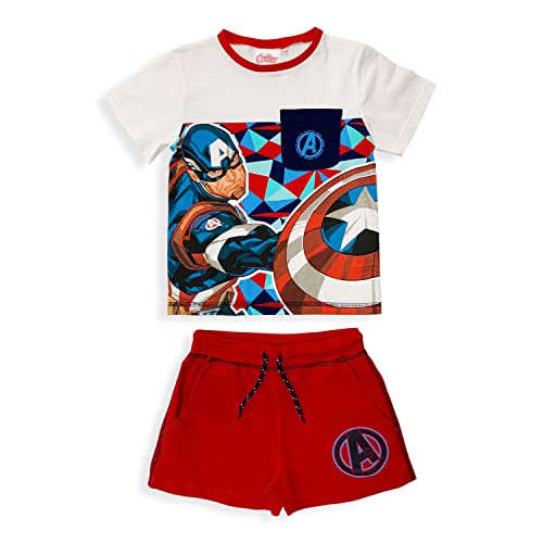 Sun City Completo Estivo Marvel Avengers, Iron Man, T-Shirt E Short Da Bambino 4/10 Anni, Rosso