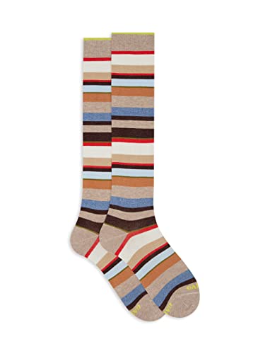 Calze Lunghe Uomo Cotone Leggero Biscotto Righe Multicolor