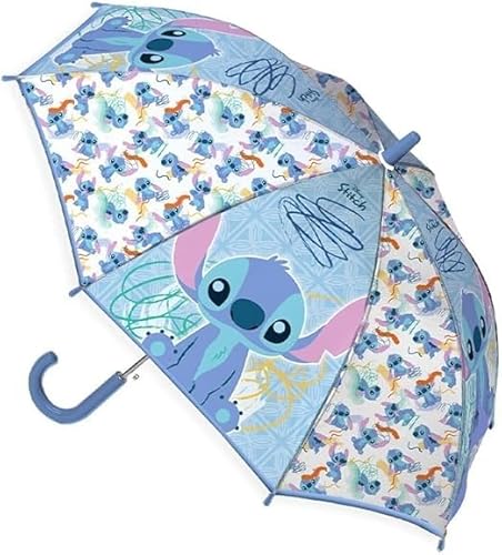 Ombrello Stitch - Ombrello Lungo Cupola Trasparente Antivento Con Apertura Di Sicurezza