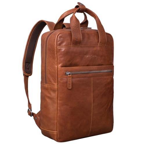 Stilord 'Bryn' Zaino Porta Pc Grande In Pelle Vintage Xl Zaino Per Pc Macbook Da 16 Pollici Per Uomo Donna Business Backpack Per Ufficio Viaggio In Cu