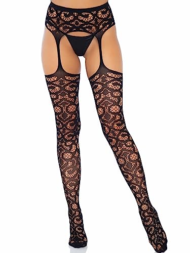 Leg Avenue Strapsstrümpfe-178022001 Collant, Nero, One Size Donna
