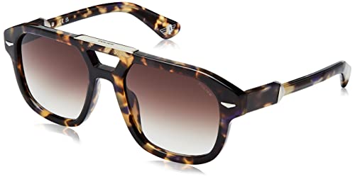 Police Spll19 Occhiali, Yellow Spotted Havana With Shiny Brown, 55 Uomo