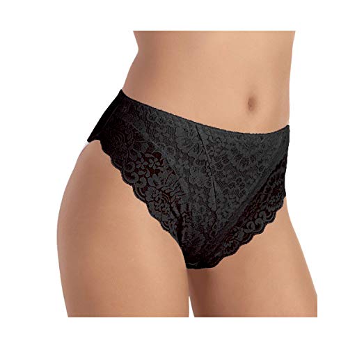 Jadea 6 Pezzi Slip Donna Con Pizzo Art. 791 (Nero, 6)