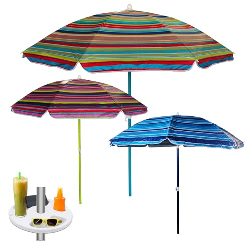 Maury'S Ombrellone Da Spiaggia Mondello 1,8 M Diametro Tubo 28 Mm Con Sacca In Nylon + Tavolino Porta Oggetti In Colorazione Assortita Per Un Estate A