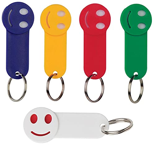 Stock 30 Pezzi Portachiavi Smile Sorriso Con Gettone Portagettone Shopping Coin