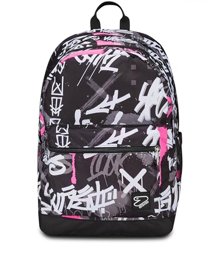 Seven Zaino Scuola Pro Xxl Reversibile Detach The Double, Nero Fucsia, 3 Zaini In 1, Doppio Scomparto Con Auricolari Wireless, Tasca Porta Pc E Tasca
