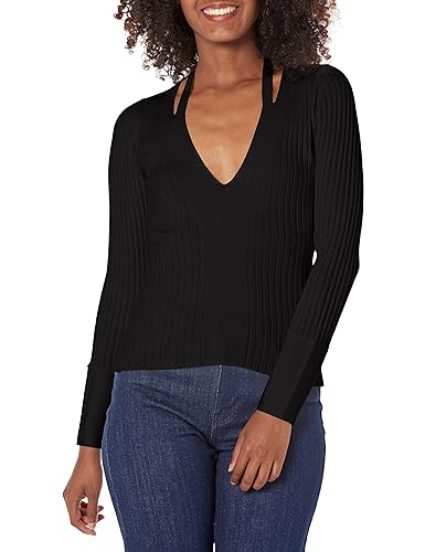 Guess Maglia Donna Aline Sweater Scollo A V Viscosa Nero E24Gu55 W3Br30Z2V42 S