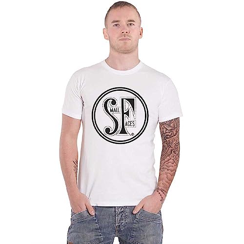 Small Faces T Shirt Band Logo Nuovo Ufficiale Uomo Bianca Size M