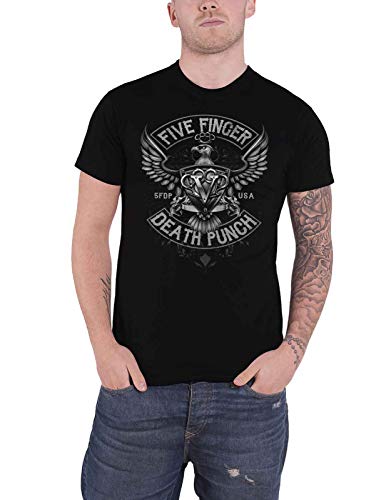 Five Finger Death Punch Howe Eagle Crest T-Shirt, Nero (Black Black), Medium Uomo