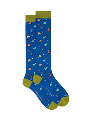 Calze Lunghe Uomo Cotone Leggerissimo Blu Francese Fantasia Padel