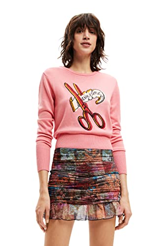 Desigual Candypink Jers_Alba 3067 Candy Pink Maglione, Colore: Rosso, S Donna