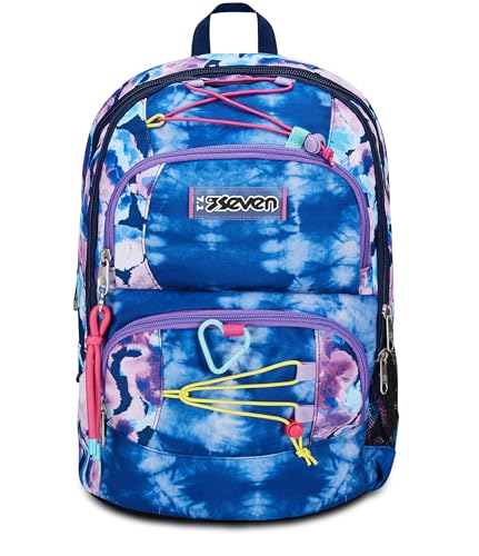 Seven Zaino Scuola Adavanced Pockets, Viola Fucsia, Custom Cloud, Zaino Doppio Scomparto Multi Tasche, Con Tasca Porta Pc, Tasca Porta Borraccia E Org