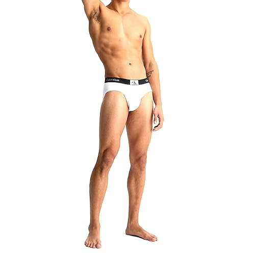 Calvin Klein Hip Brief 3Pk 000Nb3527A, Slip A Vita Bassa Uomo, Multicolore (Black White Grey Heather), S