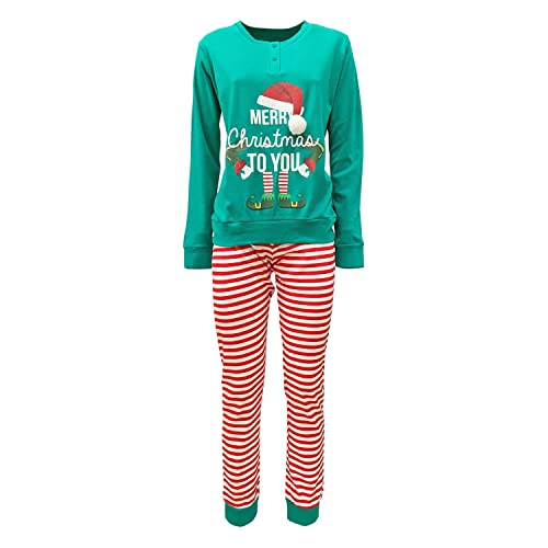 Pigiama Natalizio Donna Lungo Ragazza Elfo Natale Caldo Cotone Oronero 5780
