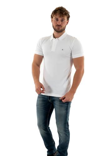 Calvin Klein Jeans Men'S Ck Embro Badge Slim Polo S/S Polos, Bright White, Xxl