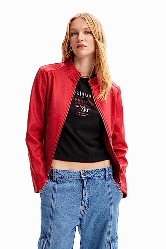 Desigual Giacca_Toronto Woman Woven Pu Coat, Colore: Rosso, Xs Donna