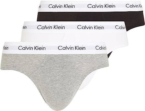 Calvin Klein Slip Hipster Confezione Da 3 Uomo Cotone Elasticizzato, Multicolore (Black/White/Grey Heather), L