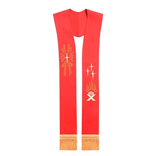 Blessume Chiesa Stola Priest Ricamato Stola (Rosso)