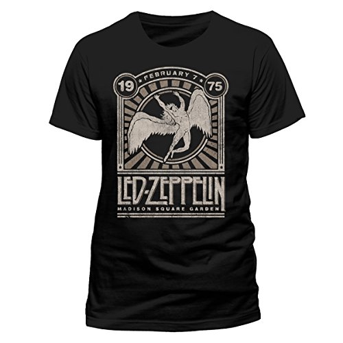Led Zeppelin Madison Square Garden 1975 Uomo T-Shirt Nero S 100% Cotone Regular