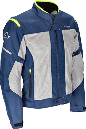 Acerbis Ramsey Vented Giacca Tessile Moto (Blue/Yellow,Xxl)