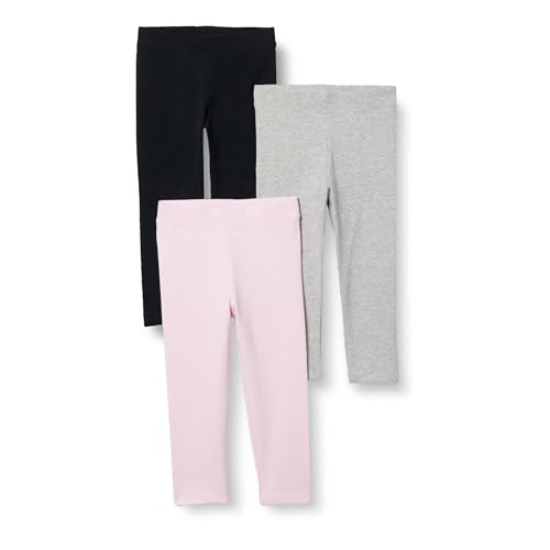Amazon Essentials Leggings Bambine E Ragazze, Pacco Da 3, Grigio Puntinato/Nero/Rosa Chiaro, 6-7 Anni