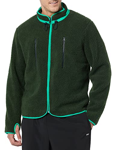 Amazon Essentials Giacca In Pile Con Cerniera Intera Uomo, Verde Scuro, Xs