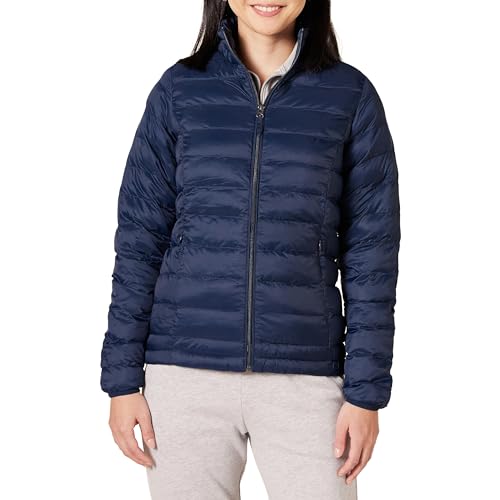 Amazon Essentials Piumino Leggero A Maniche Lunghe Resistente All'Acqua Ripiegabile (Disponibile In Taglie Forti) Donna, Blu Marino, S