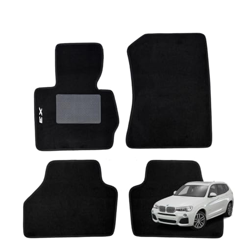 W-Parts Serie 4 Tappeti - Tappetini In Moquette Neri Per X3 F25 Dal 2010 Al 2017 Con Battitacco Cucito E Striscia Antiscivolo