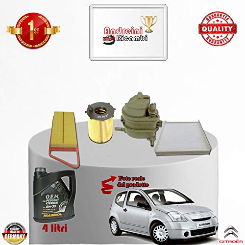 Kit Tagliando Filtri + Olio C2 1.4 Hdi 50Kw 70Cv Dal 2006 -> 2010
