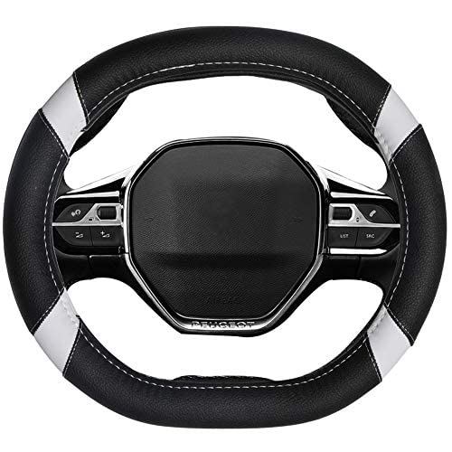 Mayco Bell Coprivolante Per Auto In Pelle In Microfibra Adatto Per Peugeot 3008 4008 5008 2016-2019 508 208 2019 E-208 (Bianca)