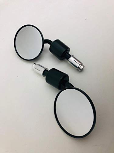 Coppia Specchietti Bar End Manubrio Mirrors Bar End Cafe' Racer Alluminio Neri