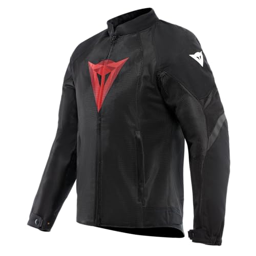 Dainese - Air Graphics Tex Jacket, Giacca Moto Estiva, Ventilata E Leggera, Con Protettori Morbidi Su Spalle E Gomiti, Man, Nero/Diamante Rosso, 52