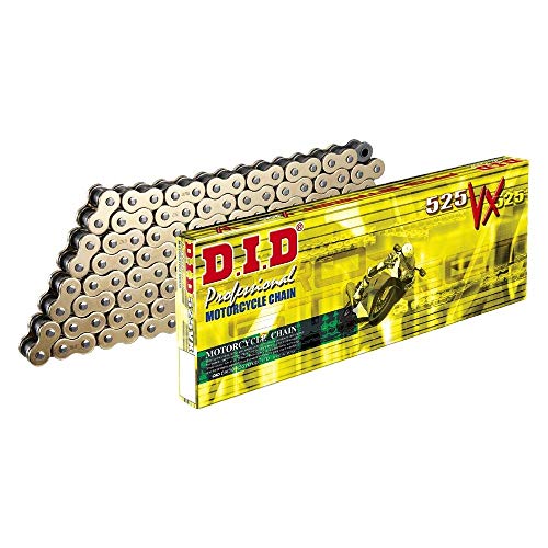 D.I.D Catena 525 Vx, 124 Denti (X-Ring Dorati), Aperta Con Chiusura A Rivetto