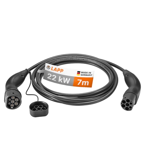 Lapp Mobility 22Kw Cavo Ricarica Auto Elettrica Tipo 2 - Trifase 7M Cavo Ricarica Tipo 2 - Protetto Ip55-32A - Moda 3 Cavo Tipo 2 Contatti Resistenti 