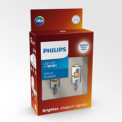 Philips Ultinon Pro6000 Led T10 Lampadina Di Segnalazione Per Auto (W5W), 4.000K Warm White, 24V