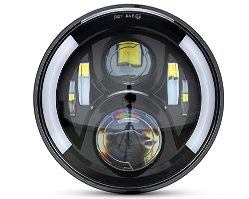 Alchemy Parts Moto Led Faro Faro Alto Basso Inserto Universale Con Indicatori Segnali Di Svolta E Drl Luci Di Marcia Diurna 7 Pollici