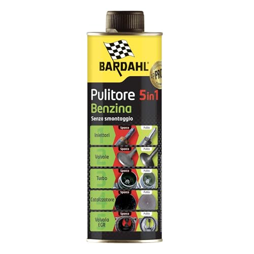 Bardahl - Pulitore 5 In 1 Benzina, Additivo Multifunzionale Per La Completa Pulizia Dei Motori A Benzina, Aumenta La Potenza E Le Prestazioni, 500Ml