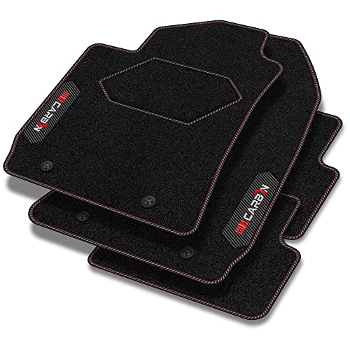 M Motos Tappetini Auto In Velluto Personalizzato Serie Carbon Per Alfa Romeo Mito 2008-2018 - Premium, Carbon, Rosso Rinfrescate Il Look Della Vostra