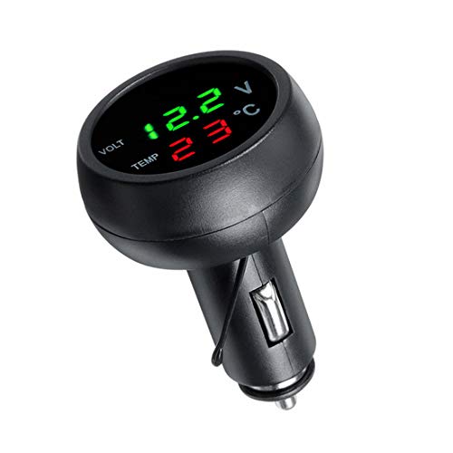 Goforjump 3In1 Tre In Uno Auto Digital Led Termometro Auto Usb Caricabatteria Da Auto Voltmetro Meter 3 Funzioni 12V / 24V