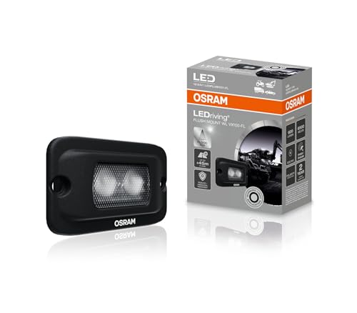 Osram Ledriving® Flush Mount Wl Vx100-Fl, Ledflush101-Fl, Fari Da Lavoro A Led Off Road, 600 Lumen, Fascio Luminoso Fino A 45 M Di Lunghezza, 12V/24V,