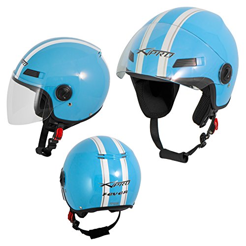 Casco Jet Scooter Moto Quad Omologato Ece 22-06 Visiera Azzurro S