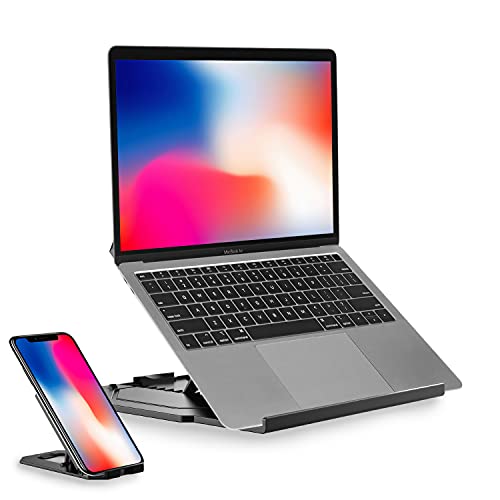 2-In-1 Portable Stand With 360 Degree Base Rotation For Smartphones And Up To 15" Laptops